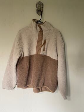 Avalanche Beige Tan 1/4 Zip Teddy Fleece Pullover XL Color Block